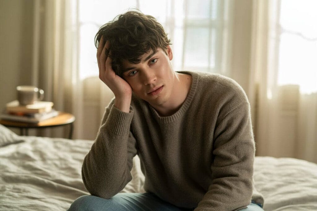 A thoughtful man sitting quietly, reflecting on subtle health symptoms like fatigue and low energy.