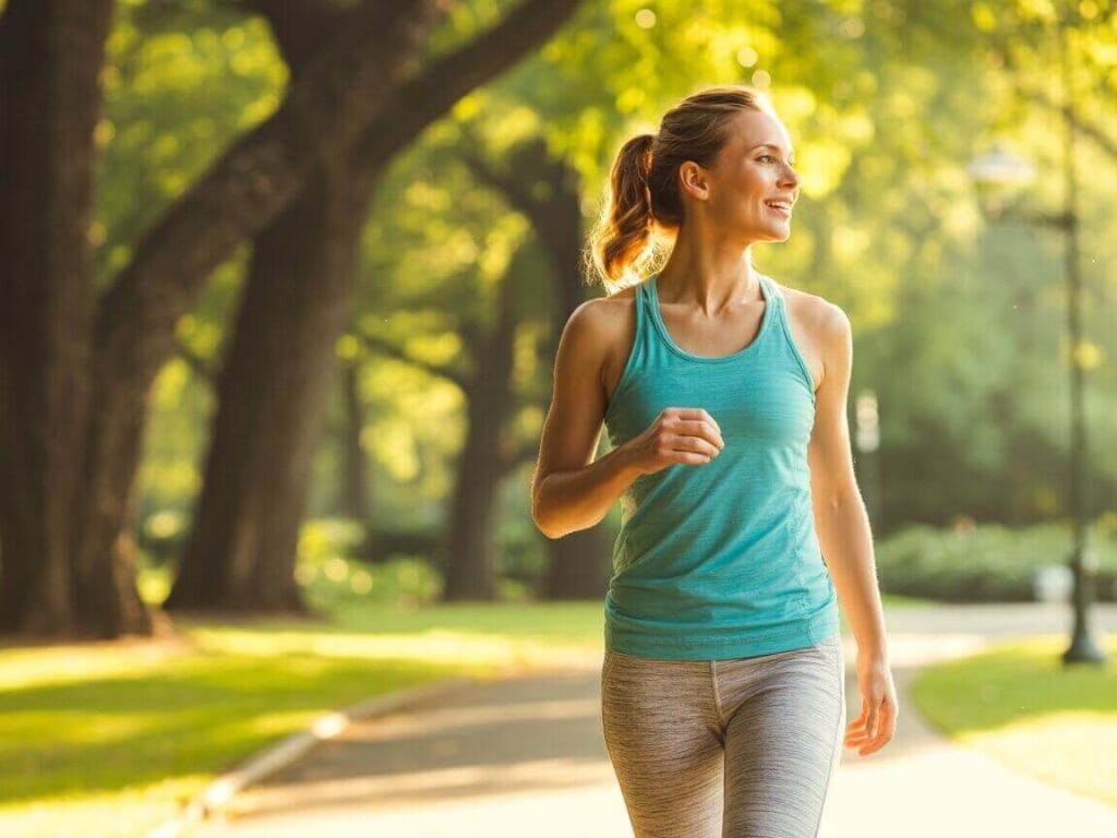 woman walking outdoors — feeling the long-term benefits of a healthier routine
