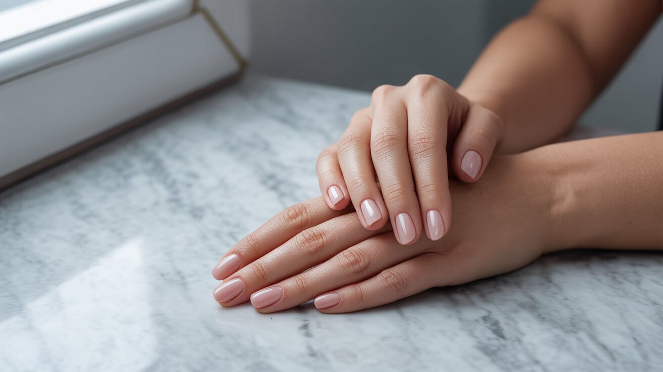 A woman's hands with a perfect, glossy gel manicure, raising questions about the safety behind the European **gel polish ban**