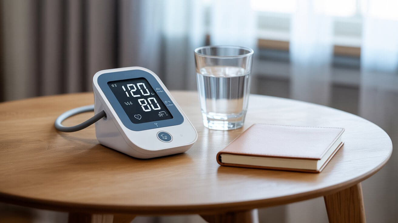 A digital blood pressure monitor on a table, representing the proactive management of hypertension and the search for a hidden cause of high blood pressure.