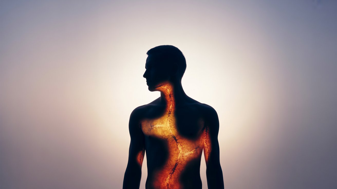 Illustration of the human body showing areas affected by chronic inflammation