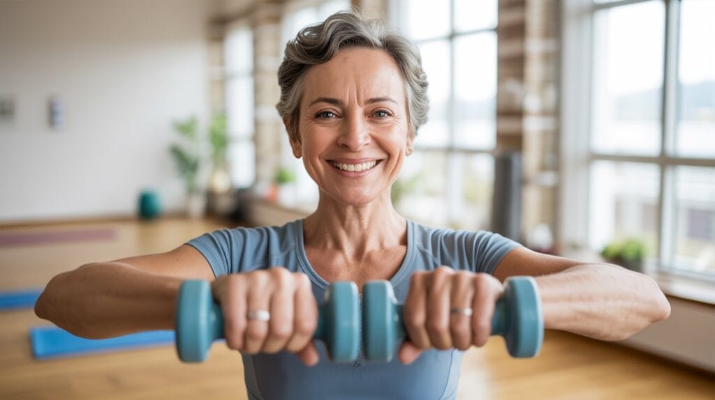 Middle-aged person showing strength and vitality, representing foods for strong bones and lifelong bone health.