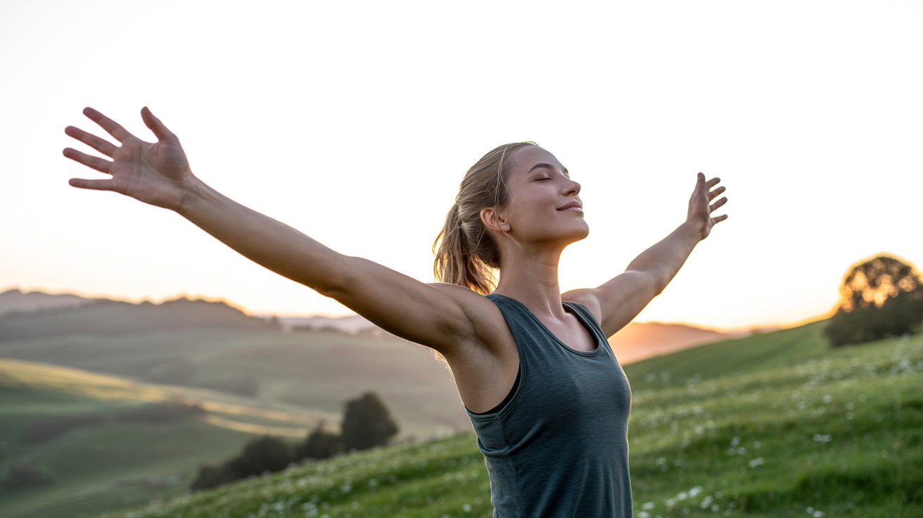 Healthy person outdoors practicing mindfulness and deep breathing — natural ways to boost your immune system.